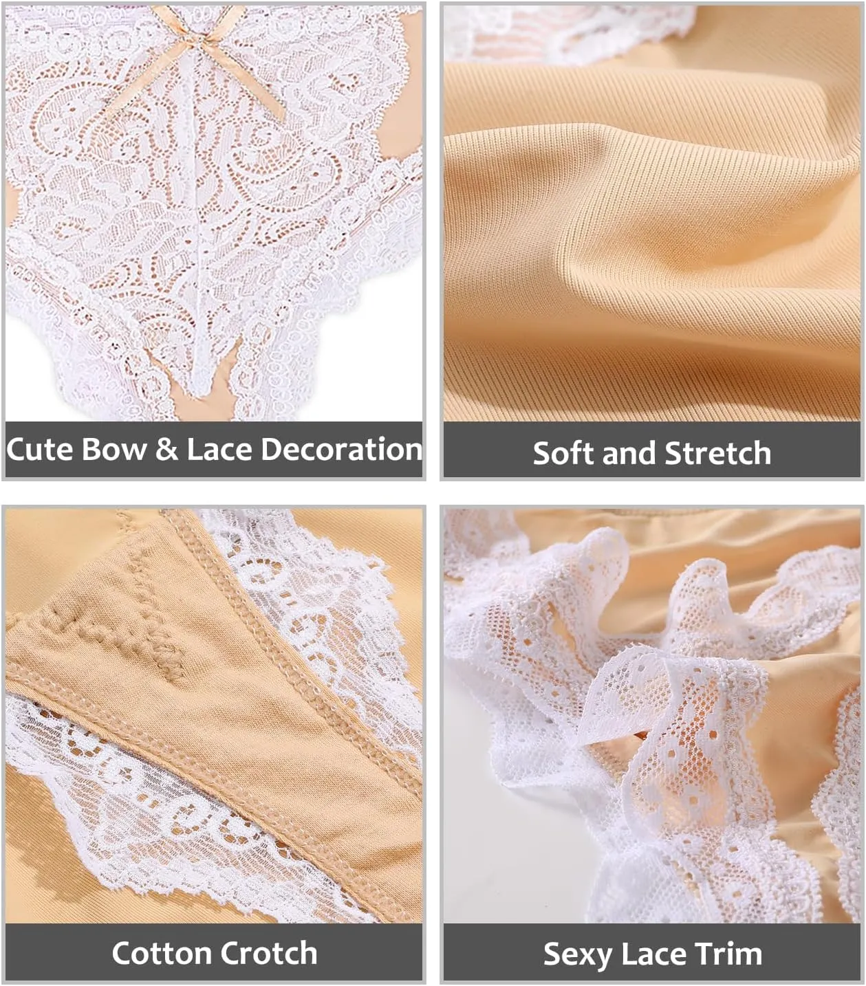 Women's Lace Underwear Sexy Panties for Women Comfort Cheeky Bikini Underwear Soft Hipster Brief Panties for Ladies