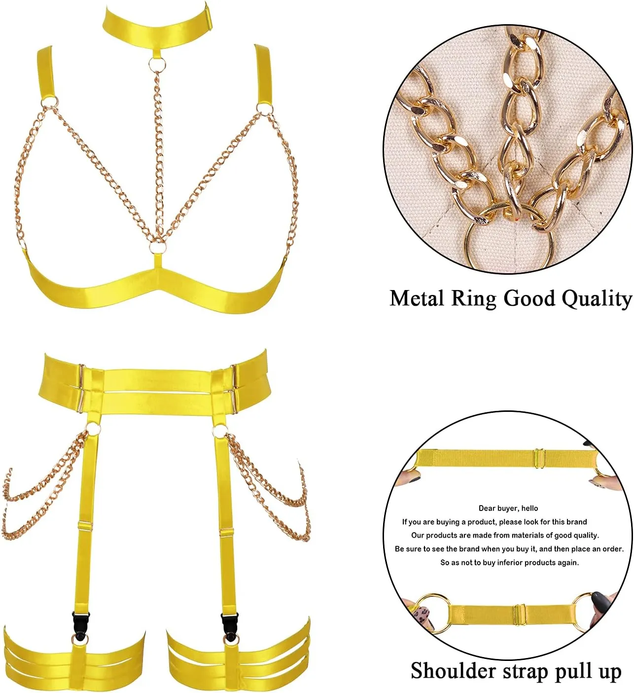 Women's Lingerie Full Cage Body Chain Harness Gothic Belt Waist Garter Belts