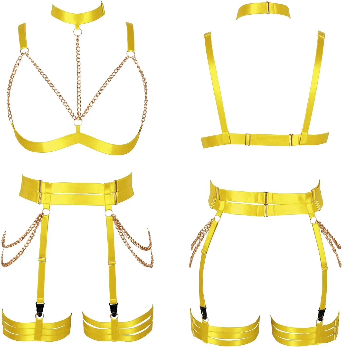 Women's Lingerie Full Cage Body Chain Harness Gothic Belt Waist Garter Belts