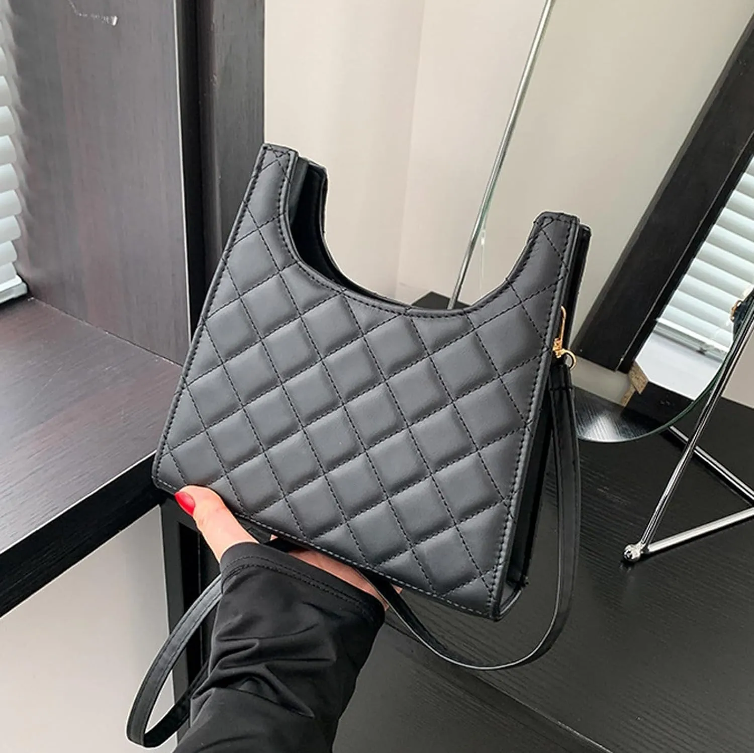 Women's Shoulder Bag PU Leather Handbag Top Handle Purse Crossbody Bags with Adjustable Strap