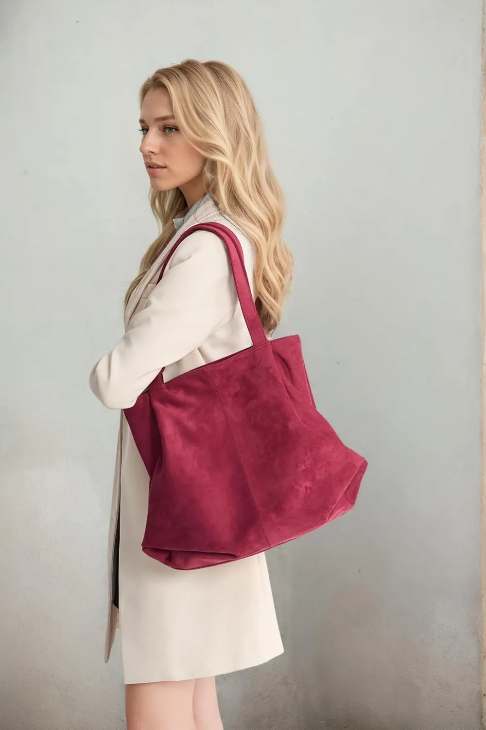 Women's Slouchy Suede Hobo Tote Shoulder Bag