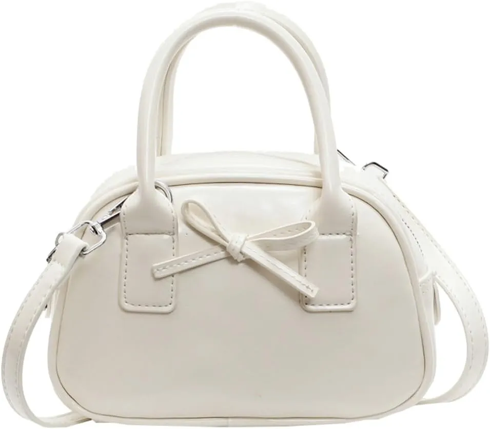 Women’s Small Shoulder Handbag Cute Bow-tie Boston Crossbody Bag Soft PU Leather Hobo Bag Stylish Purse 2025