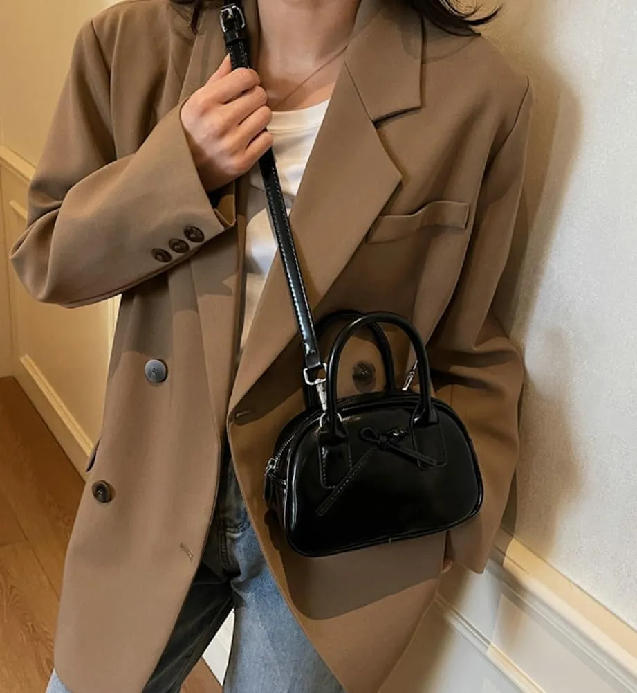 Women’s Small Shoulder Handbag Cute Bow-tie Boston Crossbody Bag Soft PU Leather Hobo Bag Stylish Purse 2025