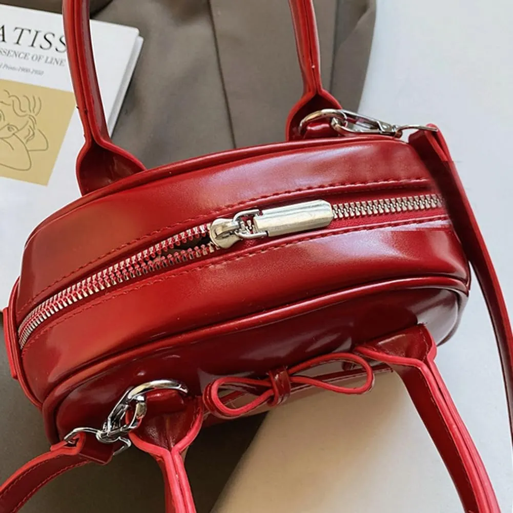 Women’s Small Shoulder Handbag Cute Bow-tie Boston Crossbody Bag Soft PU Leather Hobo Bag Stylish Purse 2025