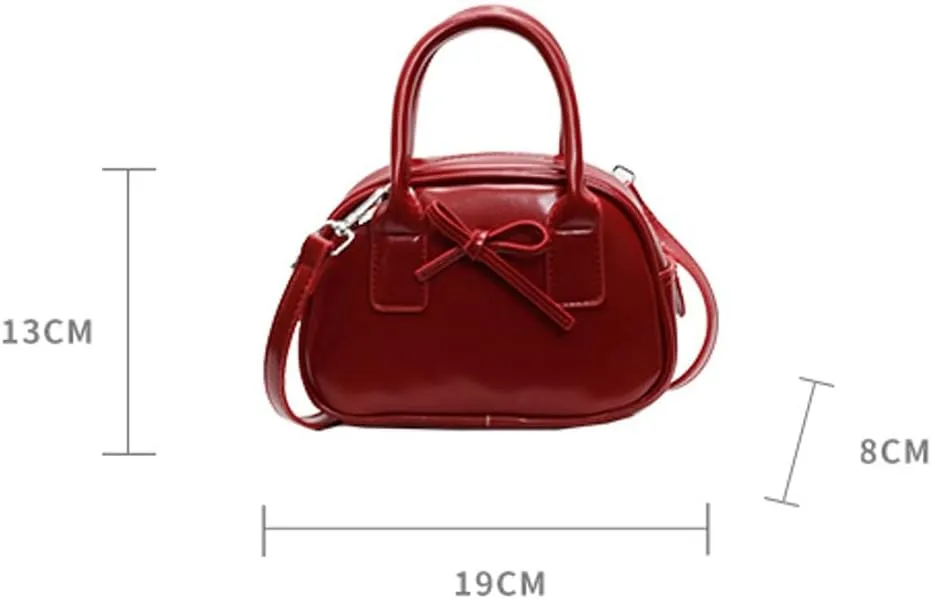 Women’s Small Shoulder Handbag Cute Bow-tie Boston Crossbody Bag Soft PU Leather Hobo Bag Stylish Purse 2025