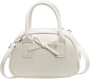 Women’s Small Shoulder Handbag Cute Bow-tie Boston Crossbody Bag Soft PU Leather Hobo Bag Stylish Purse 2025