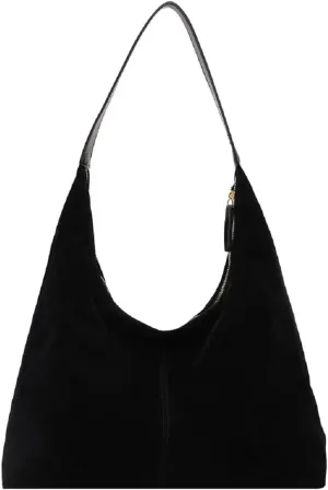 Womens Suede Tote Bag Brown Suede Hobo Bag Handbag Suede Purse Retro Suede Crescent Shoulder Slouchy Bag