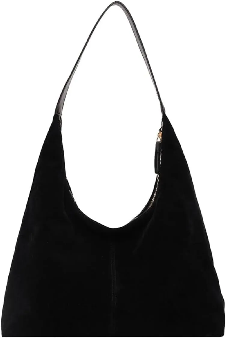 Womens Suede Tote Bag Brown Suede Hobo Bag Handbag Suede Purse Retro Suede Crescent Shoulder Slouchy Bag