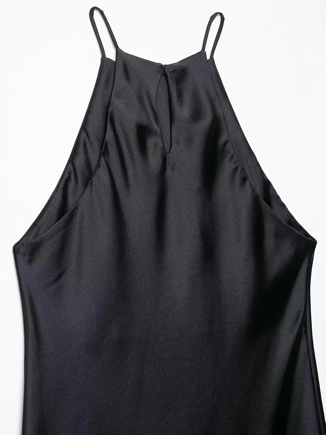Women's Summer Halter Tie-Back Sleeveless Maxi Dress Mid Waist Bodycon A-Line