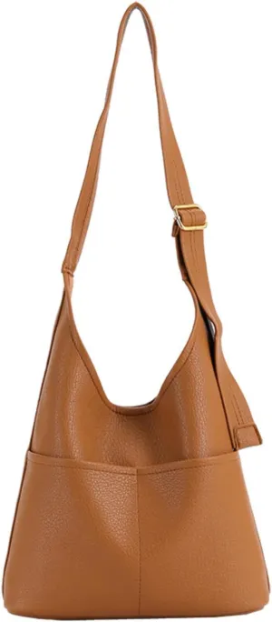 Women's Vegan Leather Crossbody Bag Casual Hippie Grunge Retro Hobo Bag Soft Slouchy Shoulder Bags with Coin Purse
