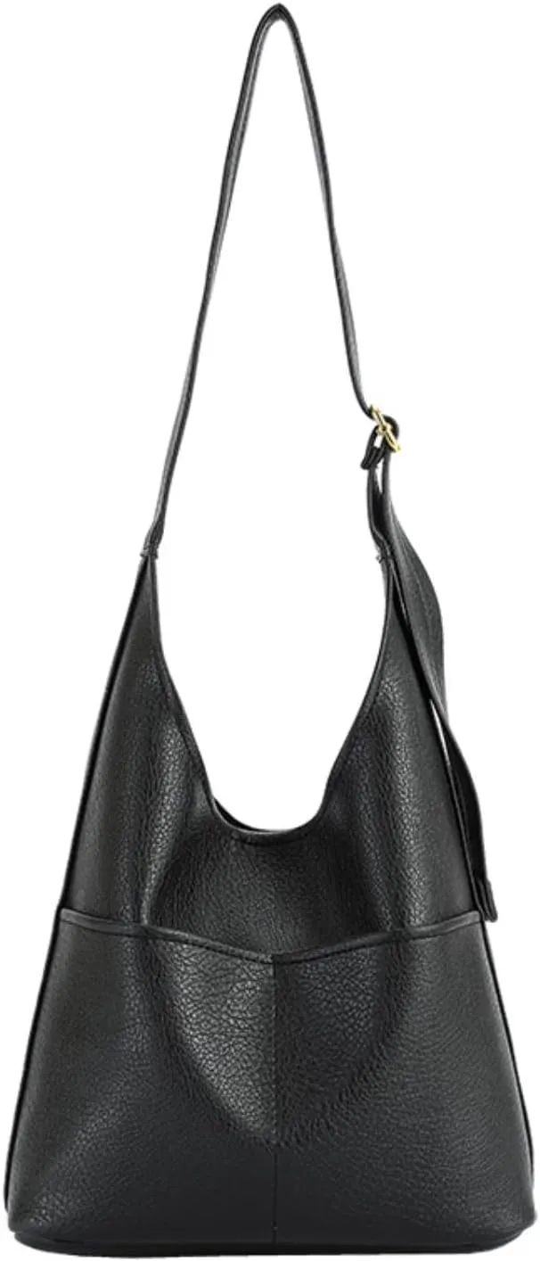 Women's Vegan Leather Crossbody Bag Casual Hippie Grunge Retro Hobo Bag Soft Slouchy Shoulder Bags with Coin Purse