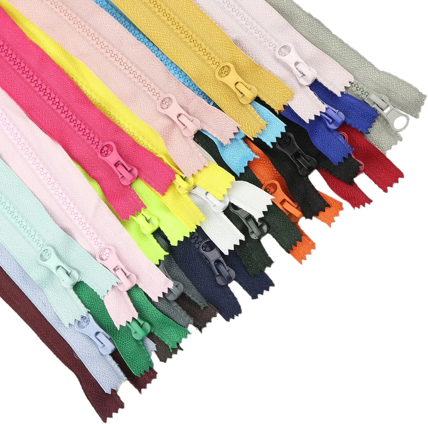 Wonesifee 22PCS Colorful Resin Zippers with Pulls - 30cm/12inch Non-Separating Close-end Zippers for Pockets Handbags DIY Sewing Craft Bags