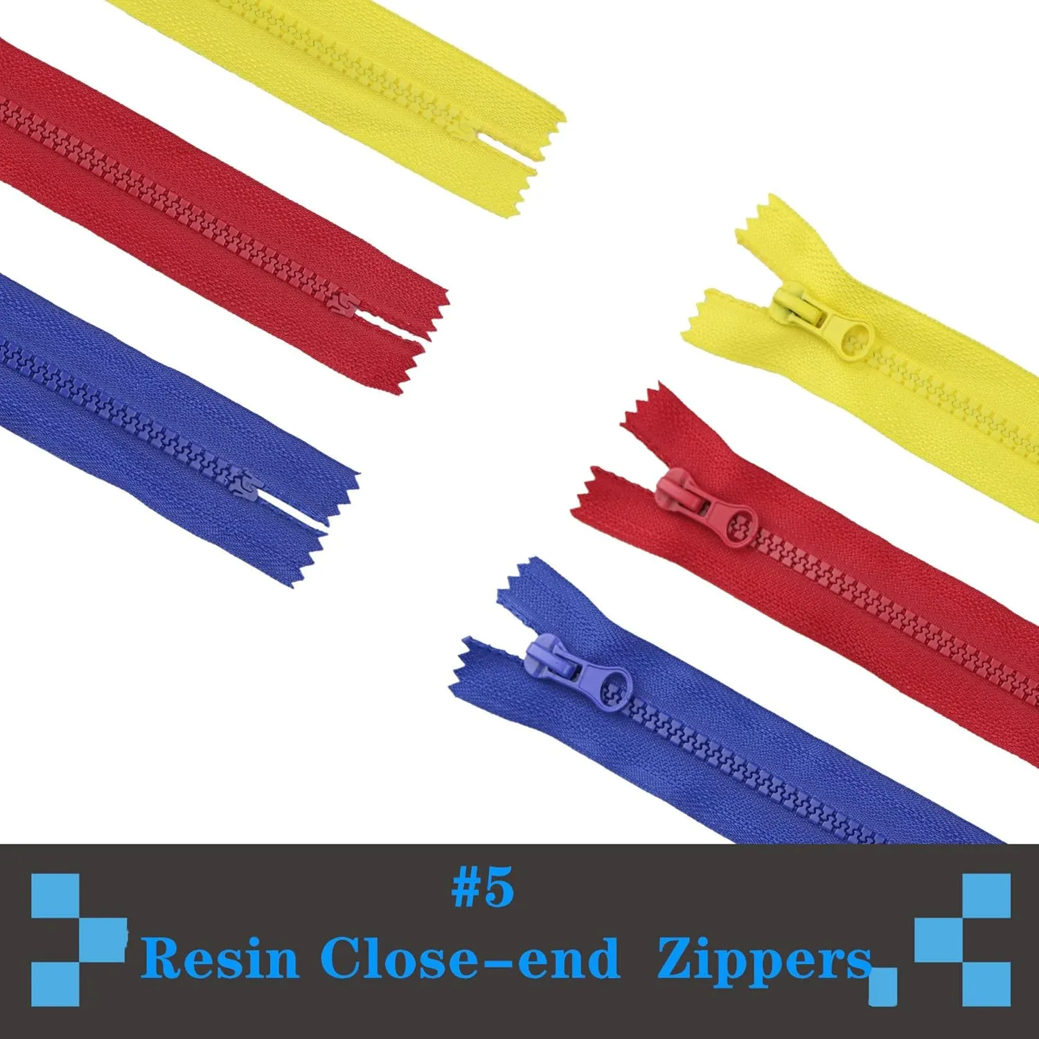 Wonesifee 22PCS Colorful Resin Zippers with Pulls - 30cm/12inch Non-Separating Close-end Zippers for Pockets Handbags DIY Sewing Craft Bags