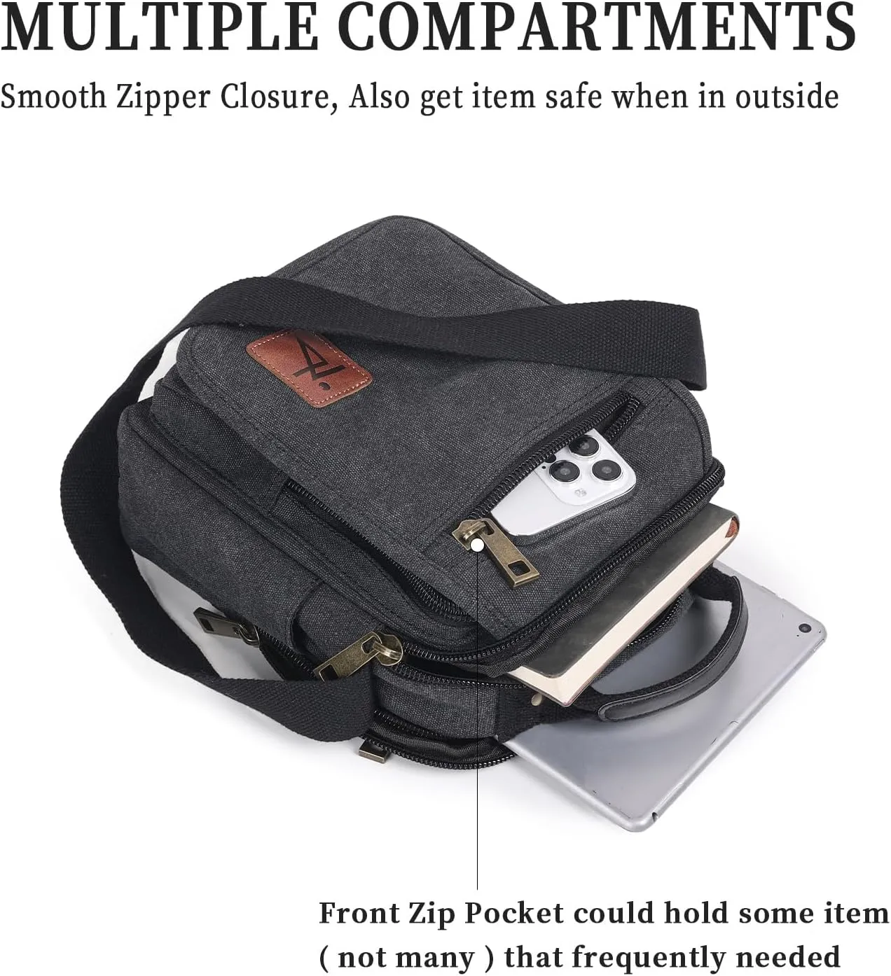 Work Bag for Mens Water Resistant Shoulder Purse for Women Aesthetic Waxed Canvas Messenger Bag Multi-compartment Medium Size