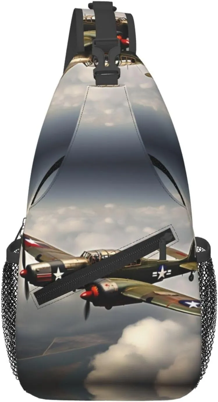 World War 2 Aircraft Airplane 2-Standard-Scale-2_00x Print Sling Bag Crossbody Travel Hiking Chest Backpack Shoulder Daypack For Women Men