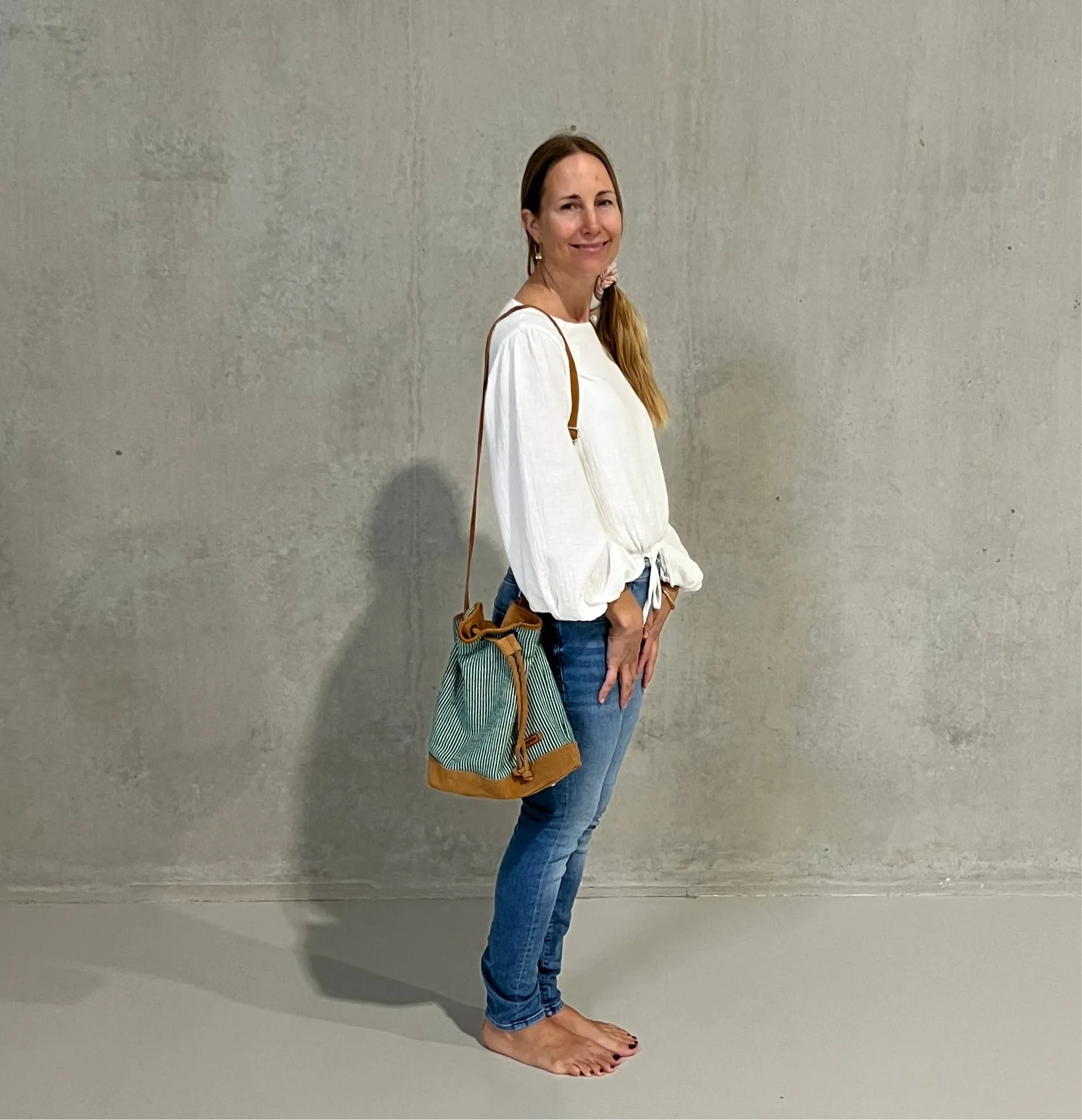 “woven” fair-trade bucket bag