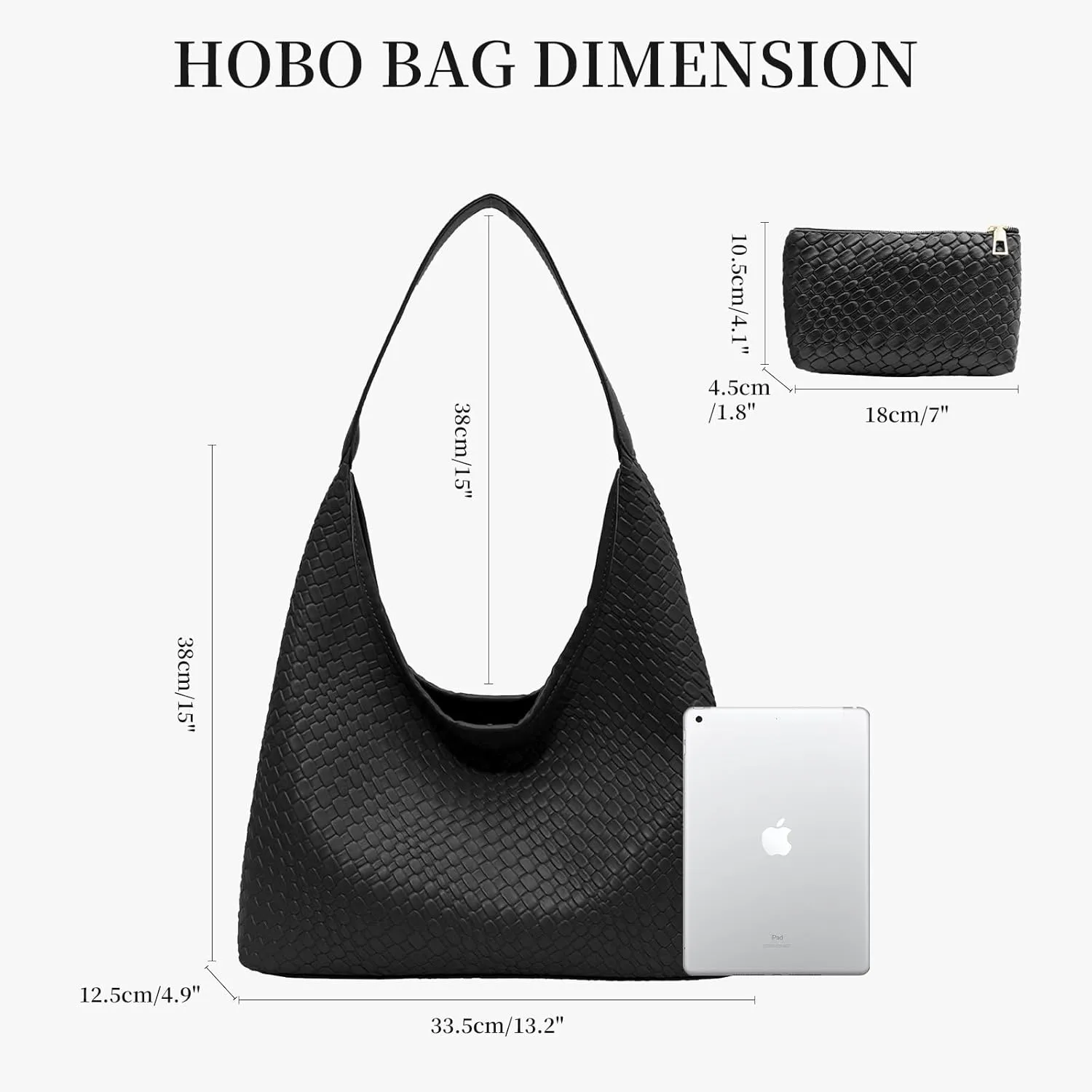 Woven Shoulder Bags for Women 2 PCS Small Leather Hobo Handbag Trendy Underarm Purse Fall Slouchy Tote Bag 2025