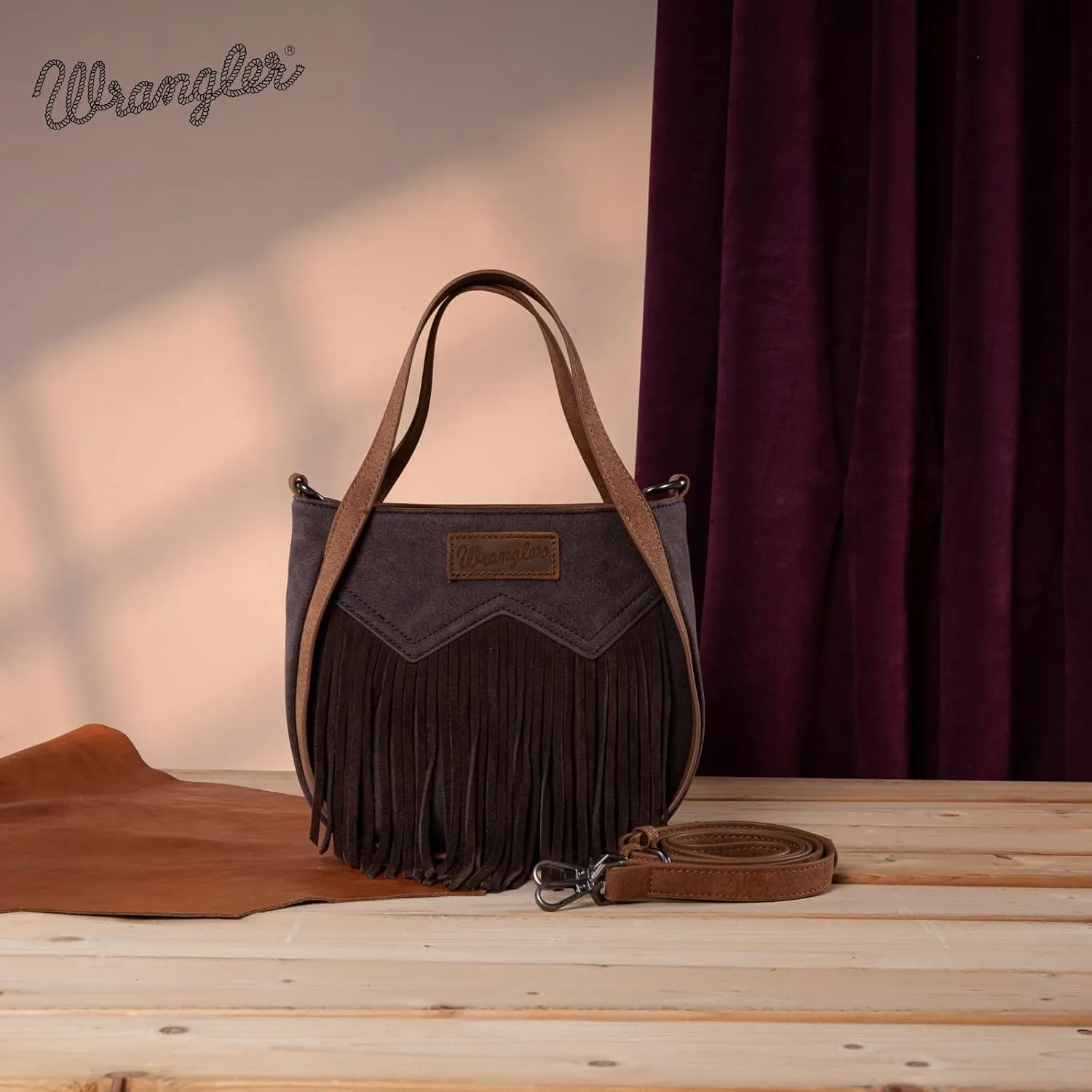 Wrangler Fringe Top-Handle Bag Medium Western Crossbody Purse for Women