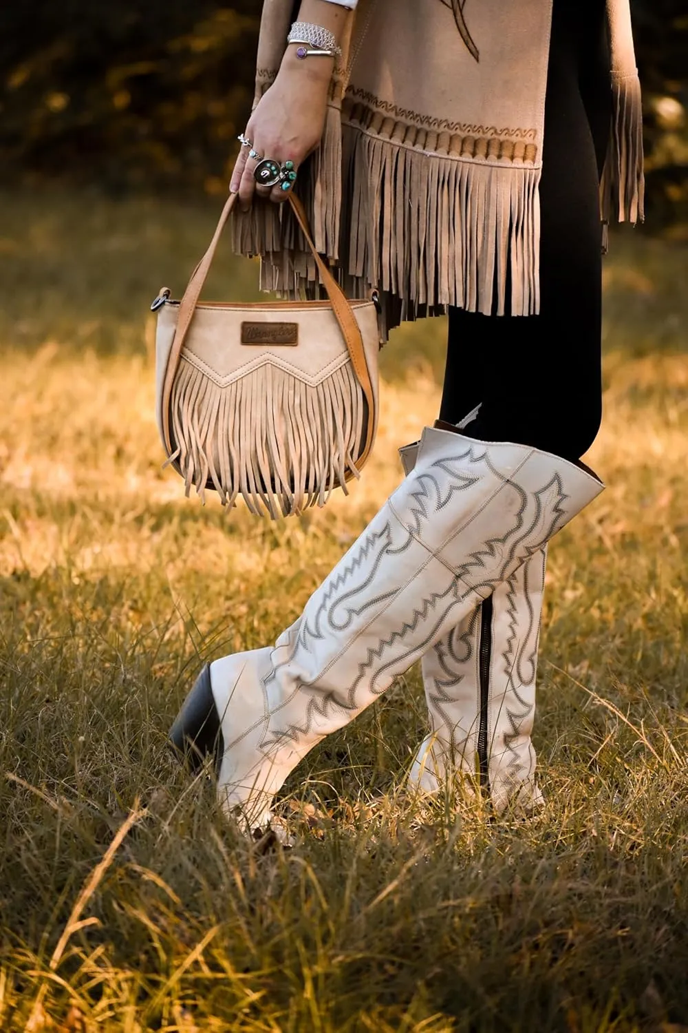 Wrangler Fringe Top-Handle Bag Medium Western Crossbody Purse for Women