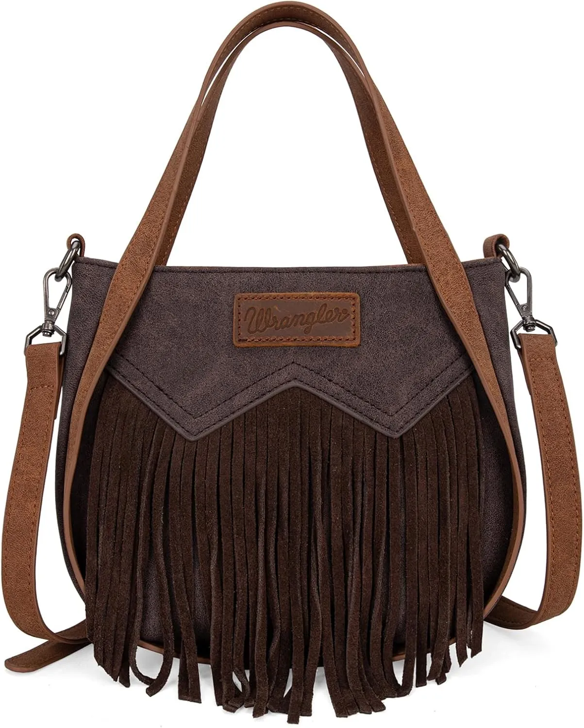 Wrangler Fringe Top-Handle Bag Medium Western Crossbody Purse for Women