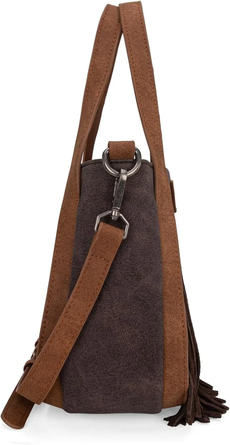 Wrangler Fringe Top-Handle Bag Medium Western Crossbody Purse for Women
