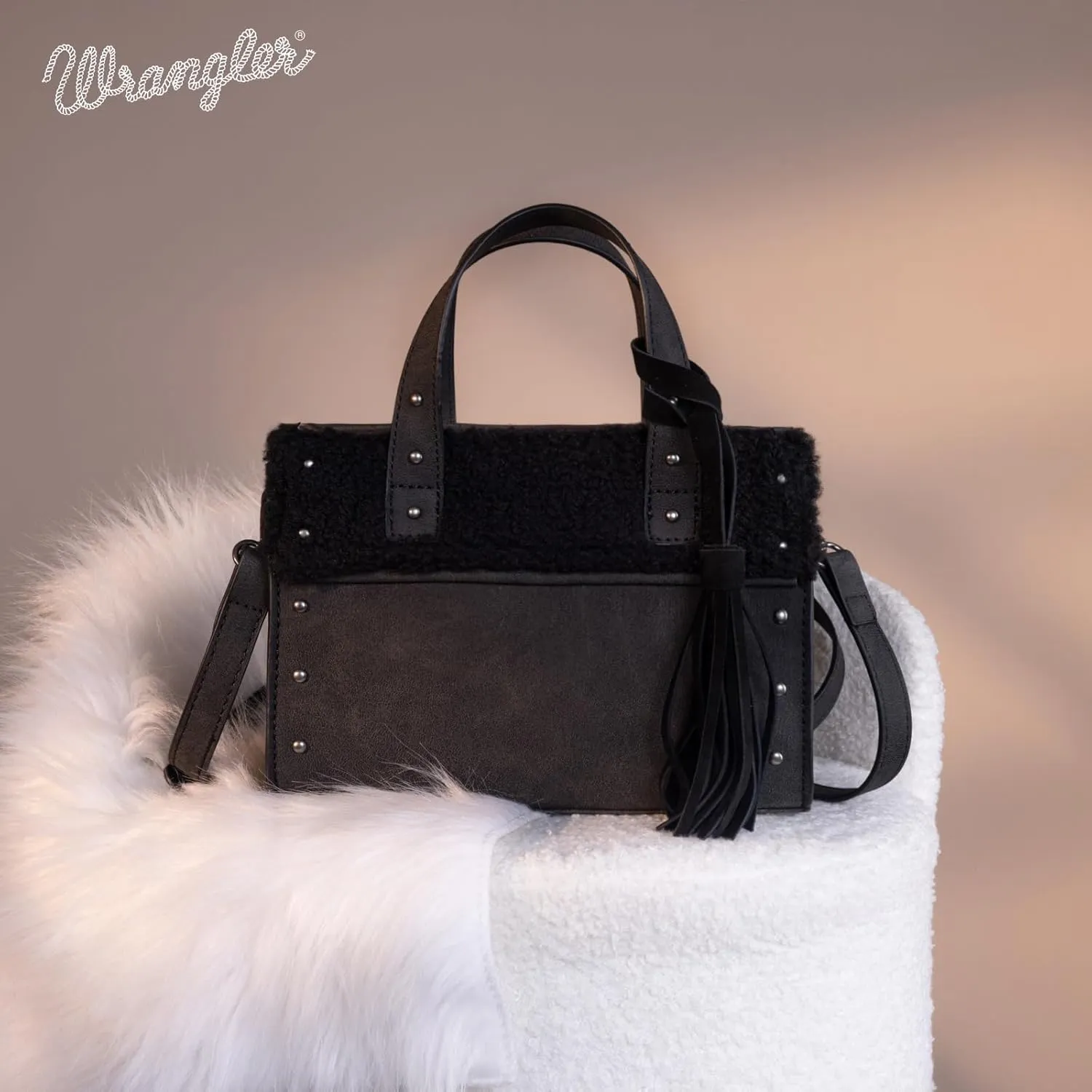 Wrangler Fringe Top-Handle Bag Purse for Women Western Crossbody Satchel Handbags