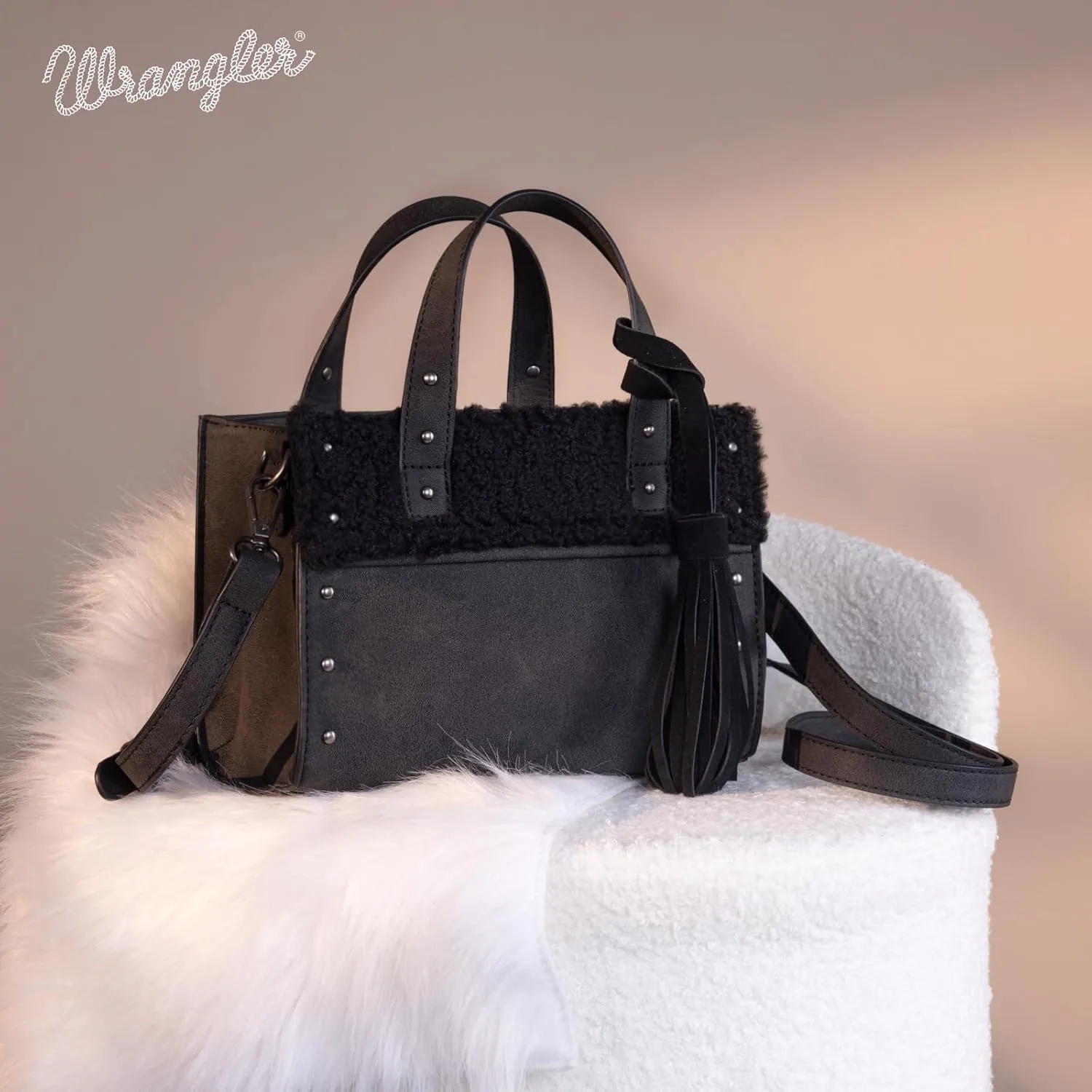 Wrangler Fringe Top-Handle Bag Purse for Women Western Crossbody Satchel Handbags