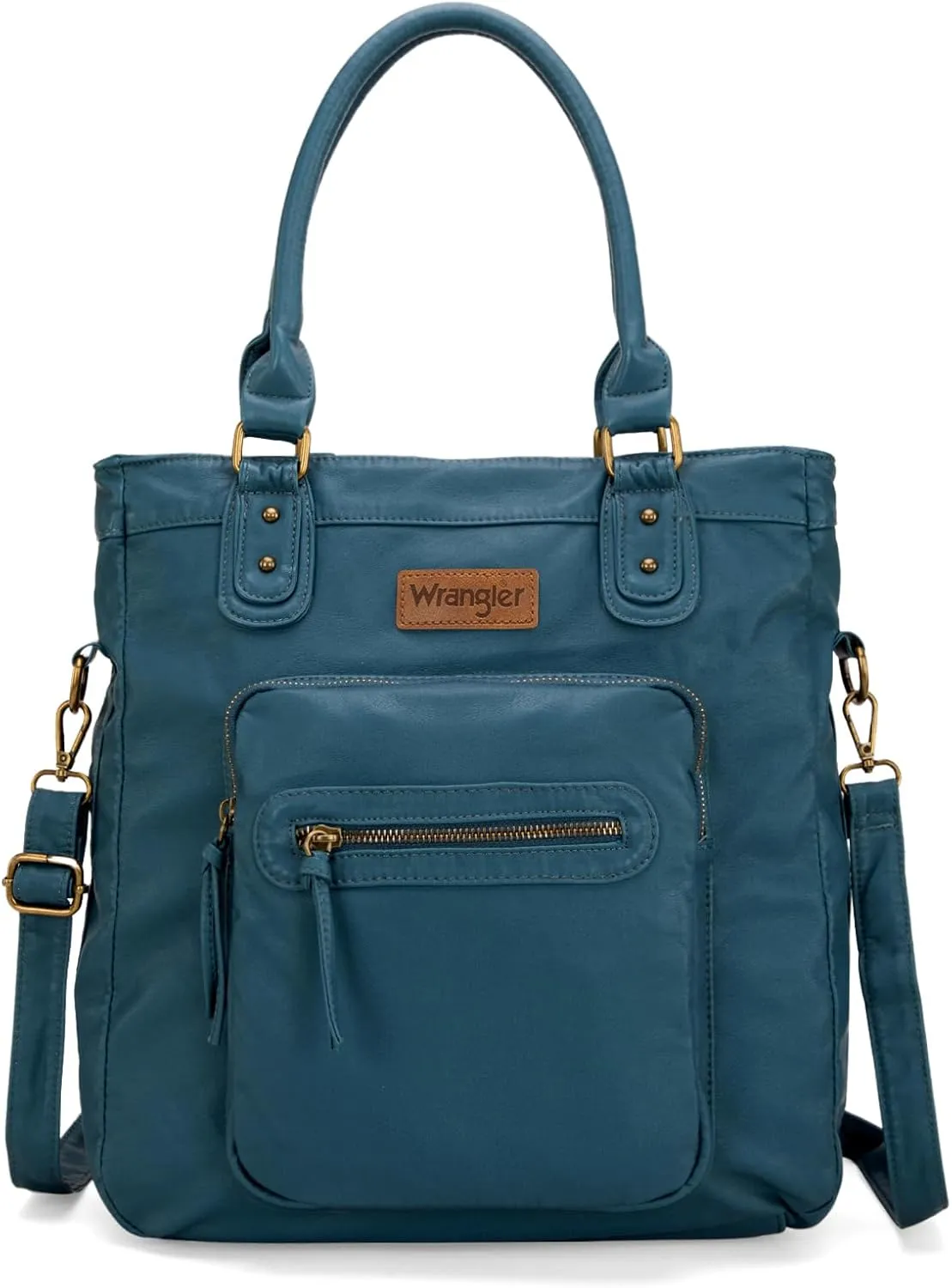 Wrangler Slouchy Hobo Purses for Women Washed Leather Multi Pocket Shoulder Bag with Crossbody Strap
