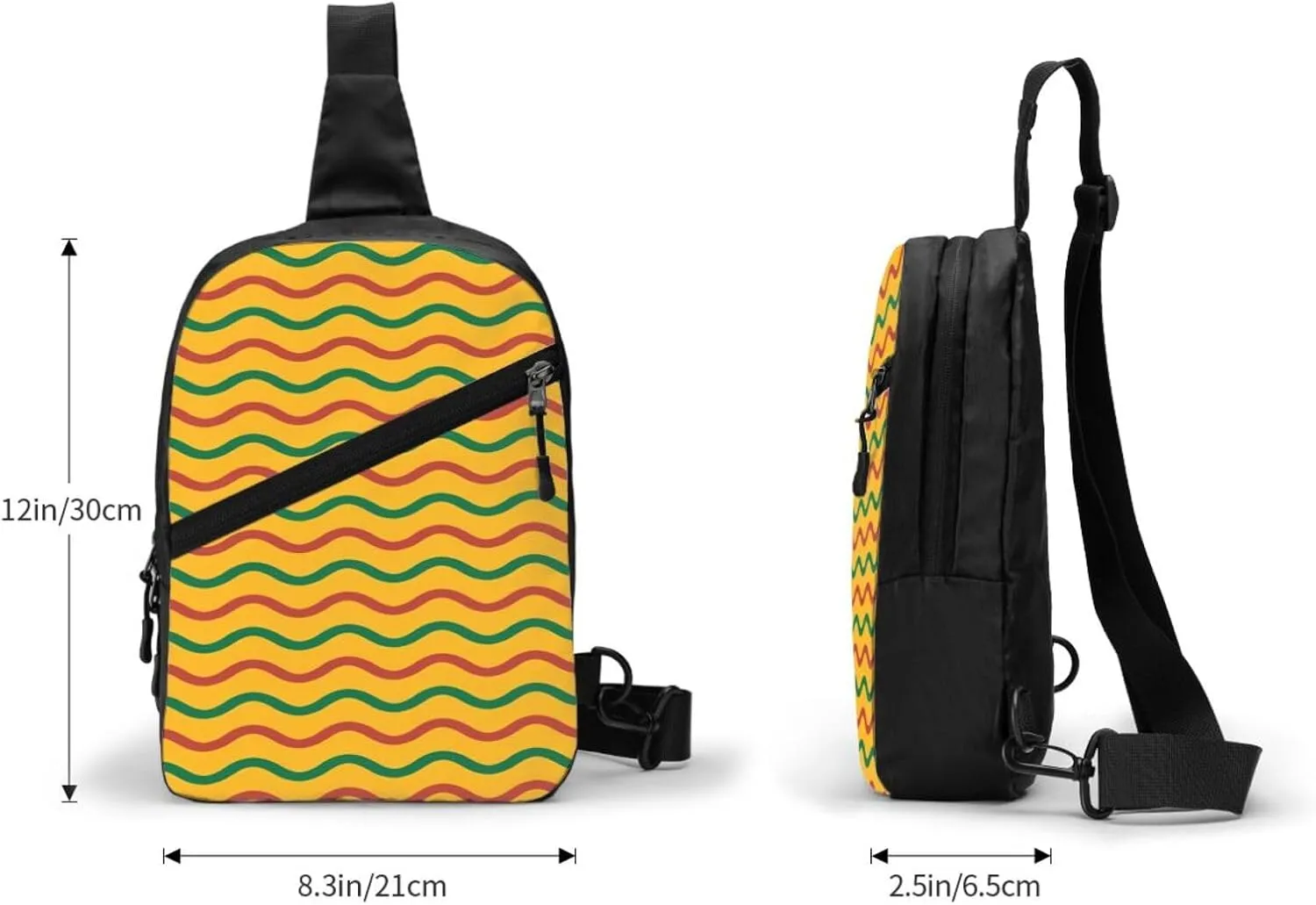 Yellow Green Red Lithuania Wavy Stripe Flag Packable Crossbody Bag Portable Sling Bags Foldable Travel Daypack Reusable Sports Shoulder Backpack Diagonally Chest Bag for Workout