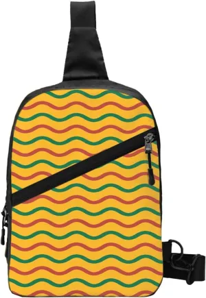 Yellow Green Red Lithuania Wavy Stripe Flag Packable Crossbody Bag Portable Sling Bags Foldable Travel Daypack Reusable Sports Shoulder Backpack Diagonally Chest Bag for Workout