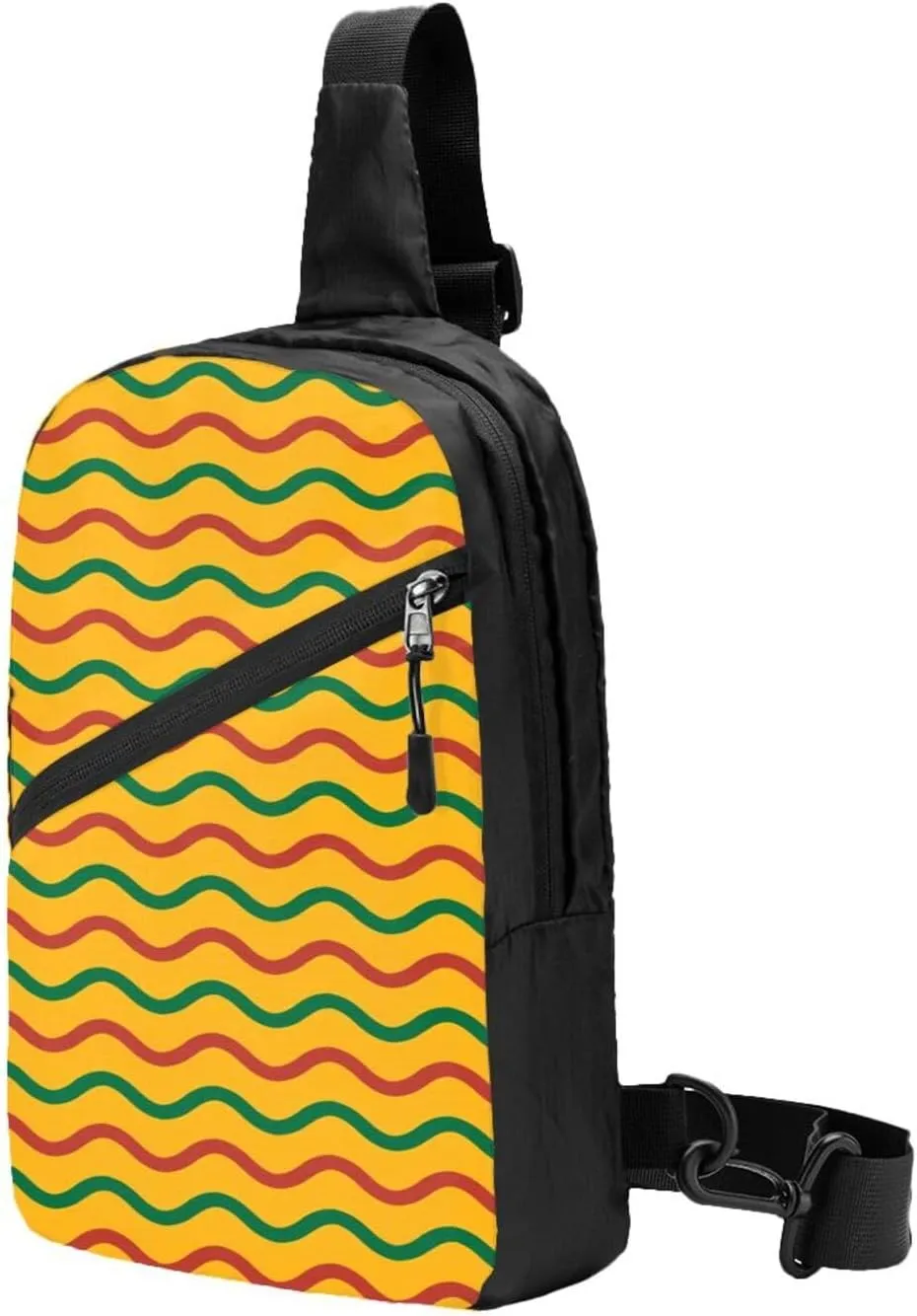 Yellow Green Red Lithuania Wavy Stripe Flag Packable Crossbody Bag Portable Sling Bags Foldable Travel Daypack Reusable Sports Shoulder Backpack Diagonally Chest Bag for Workout