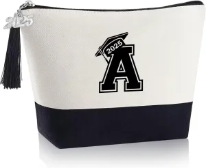 YOOLIFE 2025 Graduation Gifts for Her, Initial A Travel Makeup Bag Make Up Bag with Tassels Graduation Gifts for Her Class of 2025 Gifts 5th 8th Grad Graduation Gifts for Her Friends Teacher
