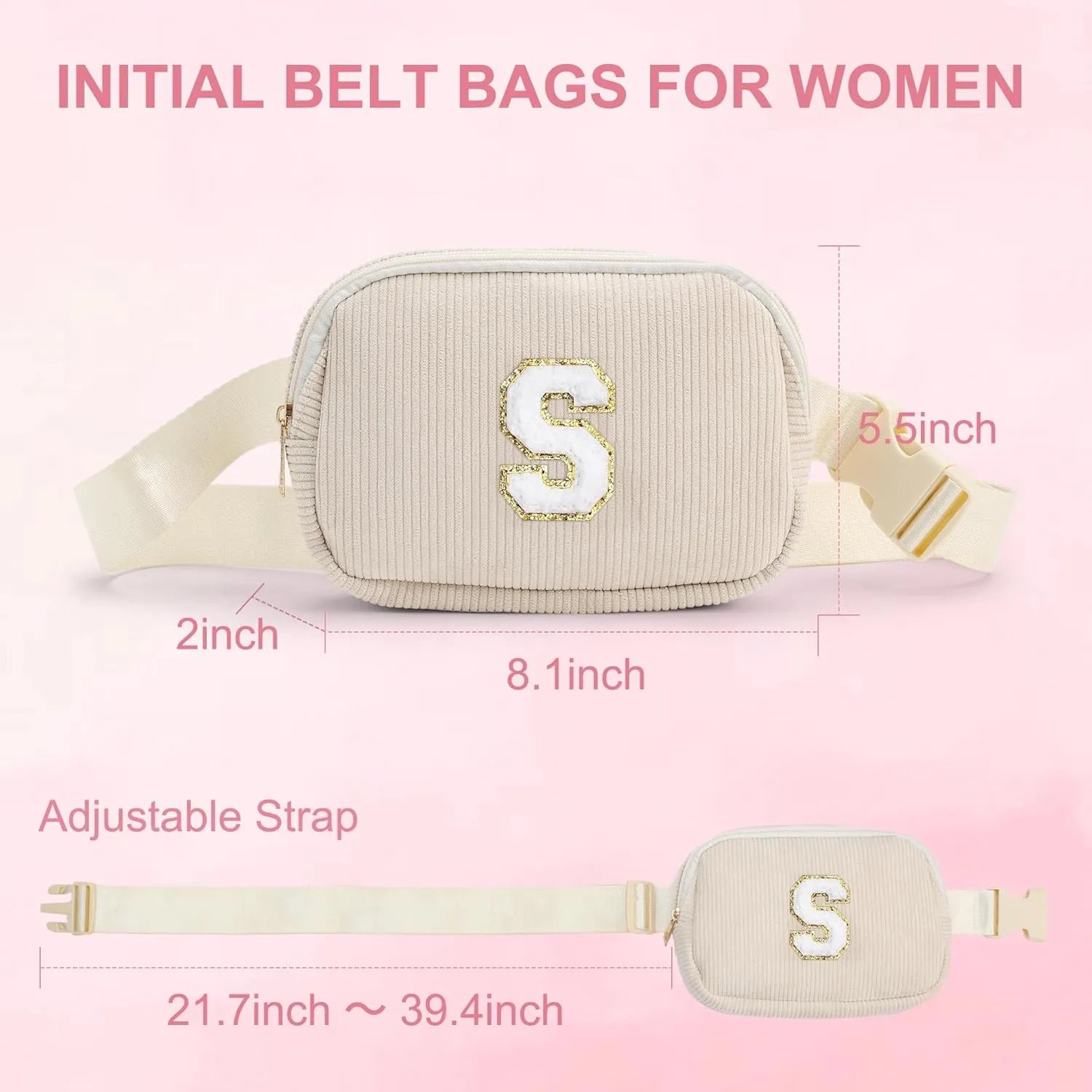 YOOLIFE Birthday Gifts for 4 5 6 7 8 9 10 11 12 13 14 Year Old Girls - Initial Fanny Pack Belt Bag Purse for Girls Teens Daughter Sister Personalized Gifts Trendy Stuff for Teen Girl Blue Bag (Blue P)