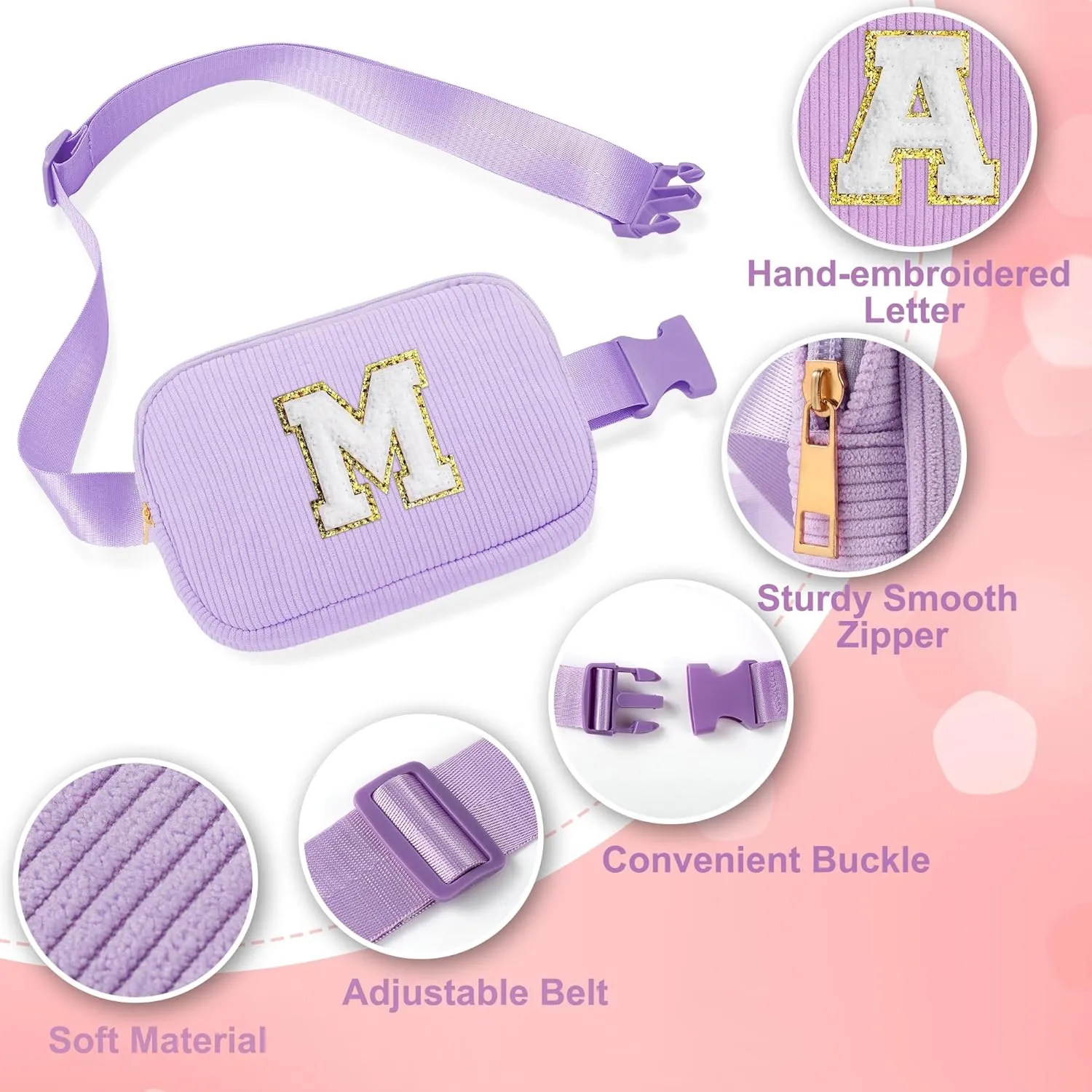 YOOLIFE Birthday Gifts for 4 5 6 7 8 9 10 11 12 13 14 Year Old Girls - Initial Fanny Pack Belt Bag Purse for Girls Teens Daughter Sister Personalized Gifts Trendy Stuff for Teen Girl Blue Bag (Blue P)