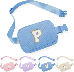 YOOLIFE Birthday Gifts for 4 5 6 7 8 9 10 11 12 13 14 Year Old Girls - Initial Fanny Pack Belt Bag Purse for Girls Teens Daughter Sister Personalized Gifts Trendy Stuff for Teen Girl Blue Bag (Blue P)