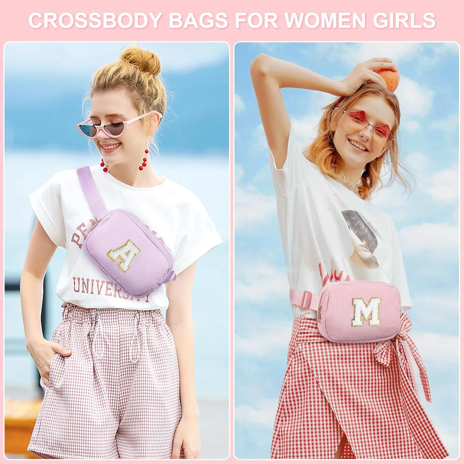 YOOLIFE Birthday Gifts for 4 5 6 7 8 9 10 11 12 13 14 Year Old Girls - Initial Fanny Pack Belt Bag Purse for Girls Teens Daughter Sister Personalized Gifts Trendy Stuff for Teen Girl Blue Bag (Blue P)