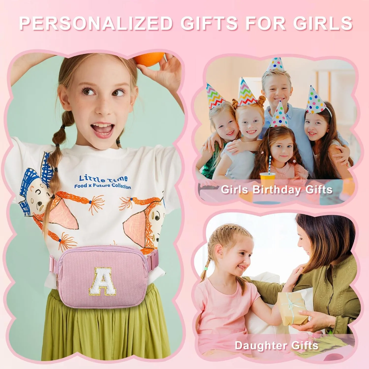 YOOLIFE Birthday Gifts for 4 5 6 7 8 9 10 11 12 13 14 Year Old Girls - Initial Fanny Pack Belt Bag Purse for Girls Teens Daughter Sister Personalized Gifts Trendy Stuff for Teen Girl Blue Bag (Blue P)
