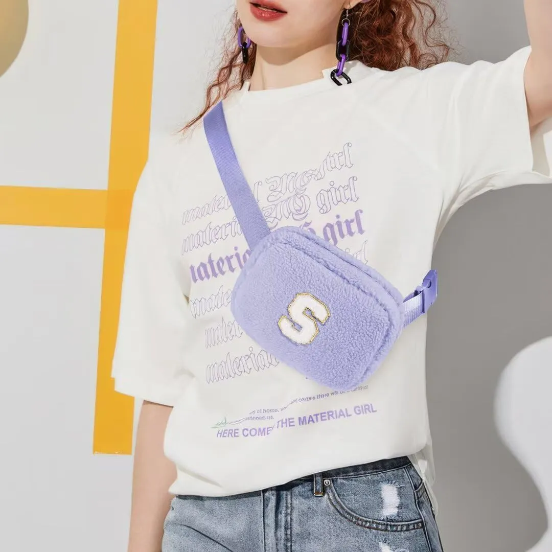 YOOLIFE Bridesmaid Gifts - Personalized Initial Crossbody Bag, Purple, Waist Pack