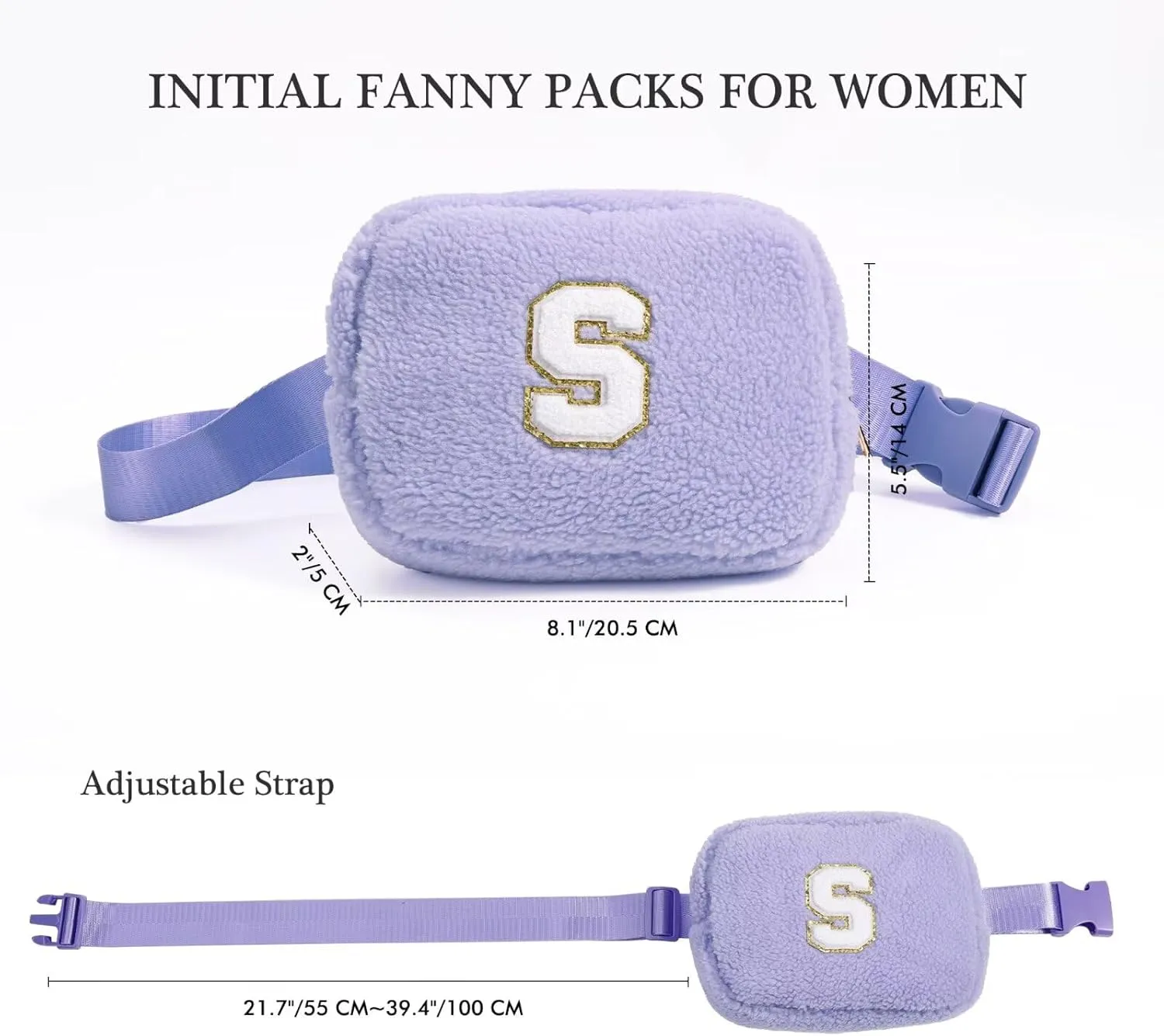 YOOLIFE Bridesmaid Gifts - Personalized Initial Crossbody Bag, Purple, Waist Pack