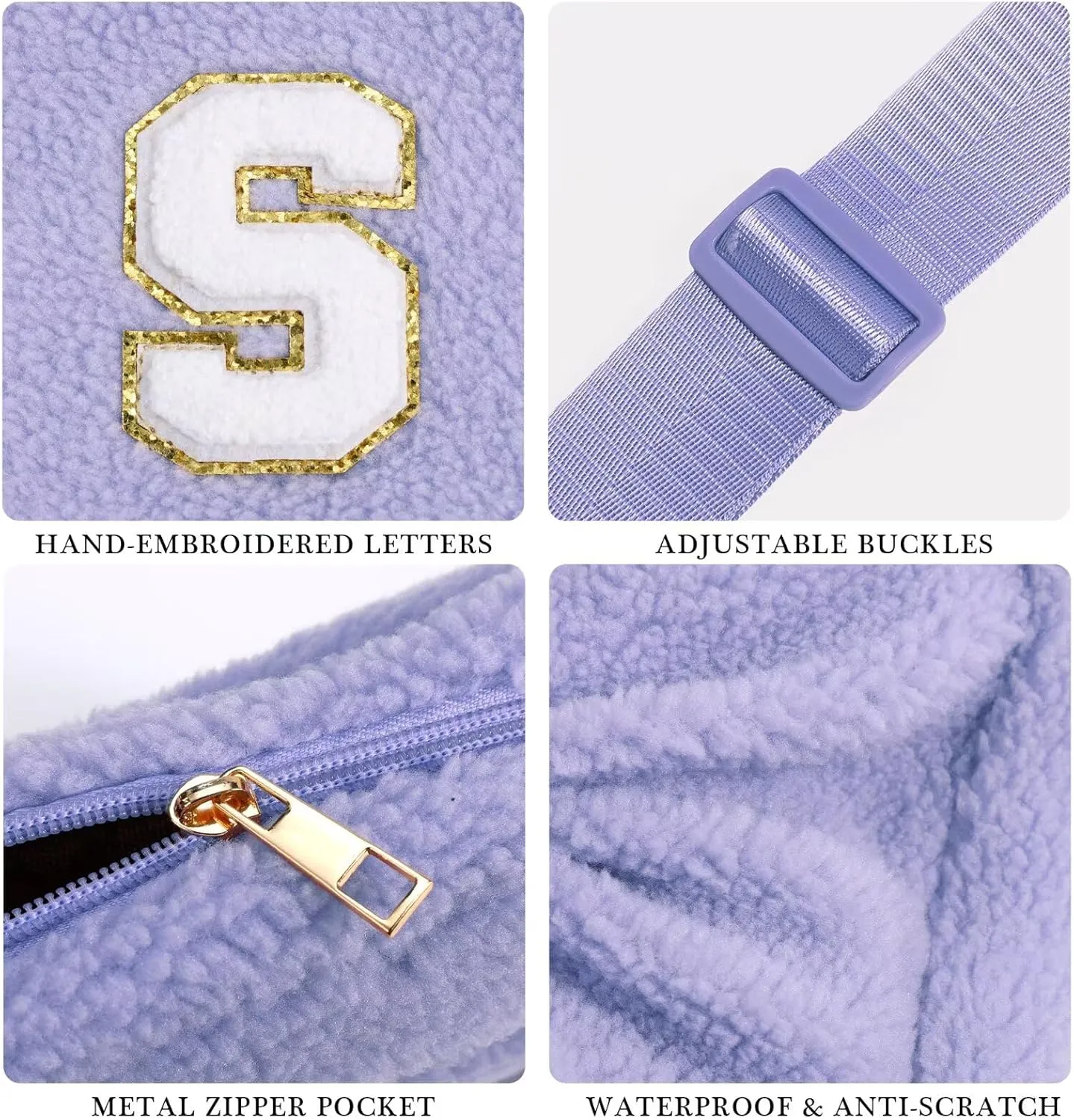YOOLIFE Bridesmaid Gifts - Personalized Initial Crossbody Bag, Purple, Waist Pack