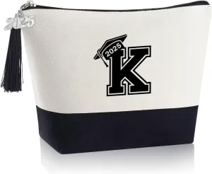 YOOLIFE Graduation Gifts for Her 2025, Letter K Graduation Gifts Travel Makeup Bag Organizer Make Up Bags for Women Skincare Toiletry Bag Class of 2025 Gifts for Women Daughter Friend Sister