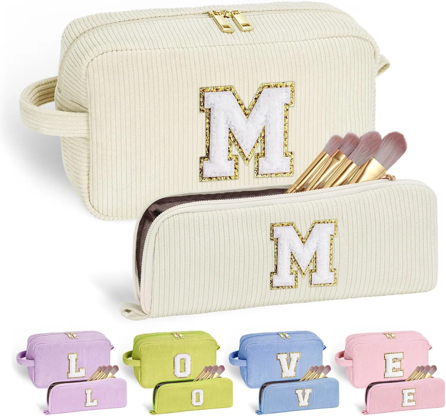YOOLIFE Initial Travel Makeup Bag Cosmetic Bag - Teen Girl Gifts Trendy Stuff Friend Birthday Gifts for Women Teen Girl Kids