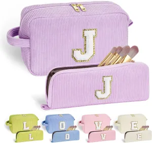 YOOLIFE Mothers Day Gifts - Initial Travel Makeup Bag Cosmetic Bag Friend Birthday Gifts for Women Mom Teen Girls