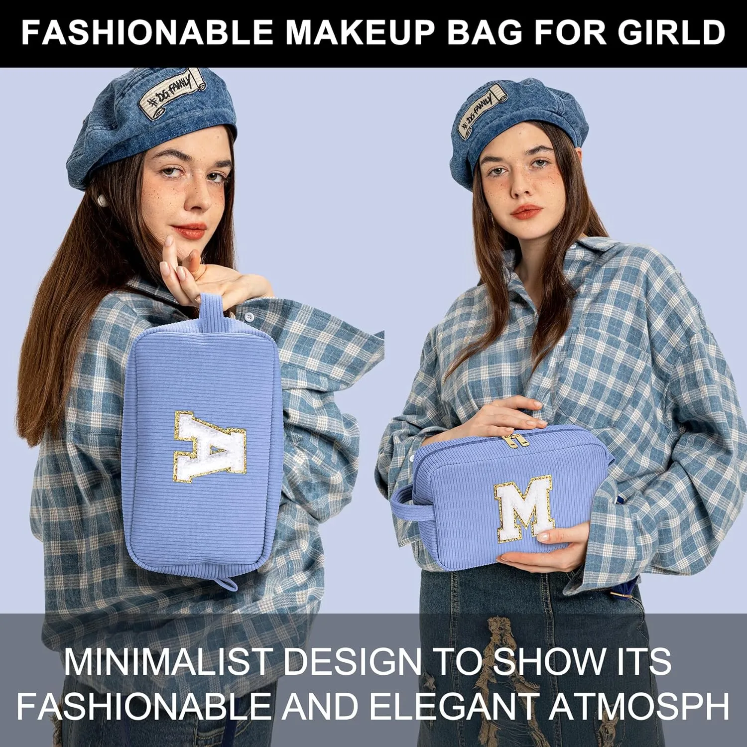 YOOLIFE Mothers Day Gifts - Initial Travel Makeup Bag Cosmetic Bag Friend Birthday Gifts for Women Mom Teen Girls