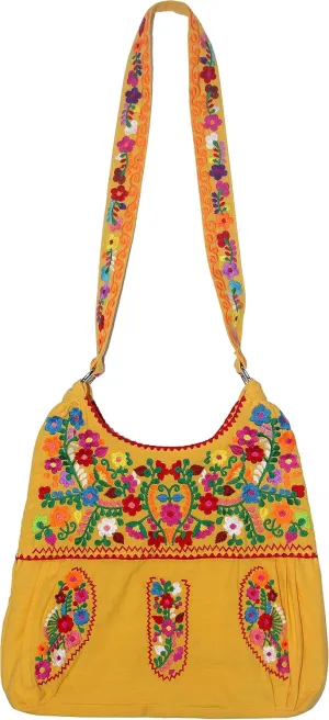 YZXDORWJ Mexican Embroidered Bag for Women Floral Traditional Handbag Satchel Morral Bag