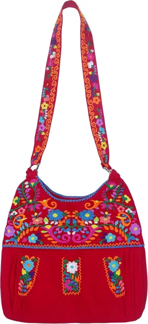YZXDORWJ Mexican Embroidered Bag for Women Floral Traditional Handbag Satchel Morral Bag