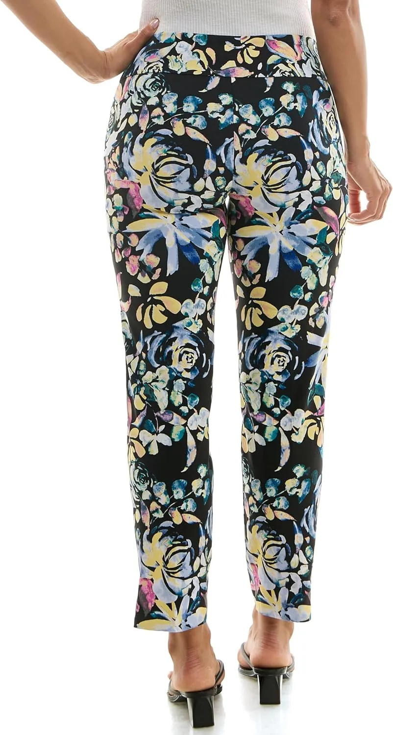 Zac & Rachel Women's Pull-On Ankle Length Pant with Tummy Control Waist Band