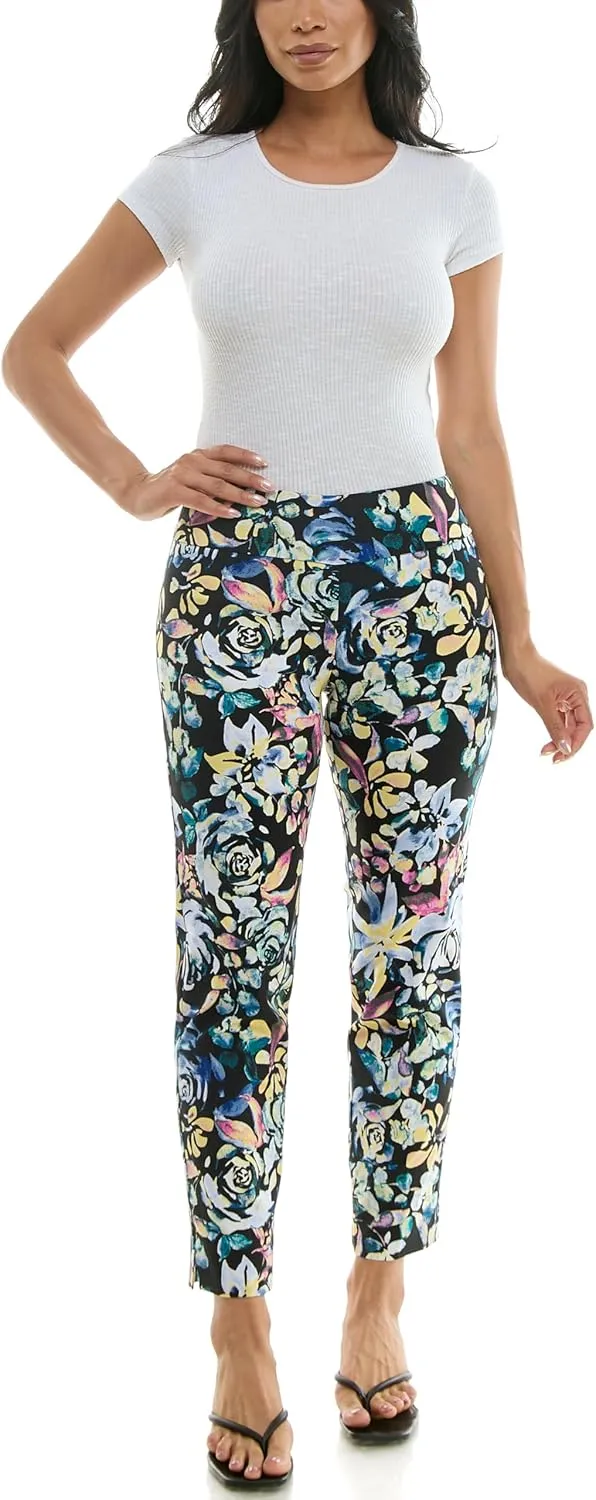 Zac & Rachel Women's Pull-On Ankle Length Pant with Tummy Control Waist Band