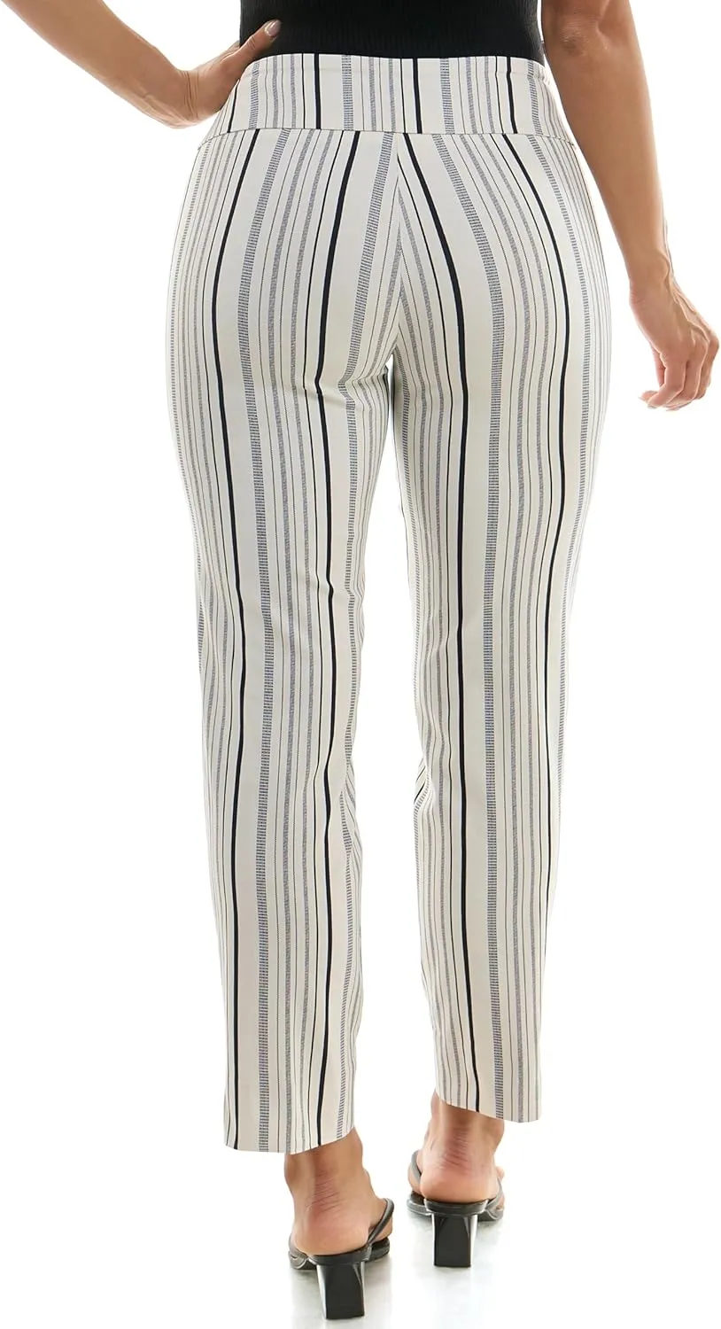 Zac & Rachel Women's Pull-On Ankle Length Pant with Tummy Control Waist Band