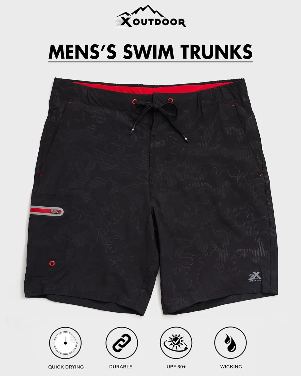 ZeroXposur Mens Swim Trunks with Liner 9" - Stretch Swim Shorts for Men - Swimming Trunks for Men